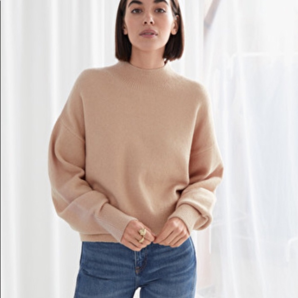 & Other Stories Beige Mock Neck Sweater